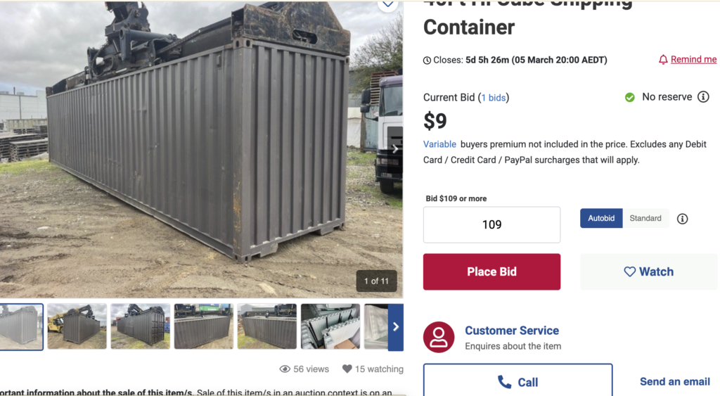 40ft Hi Cube Shipping Container on Auction incl Contents.